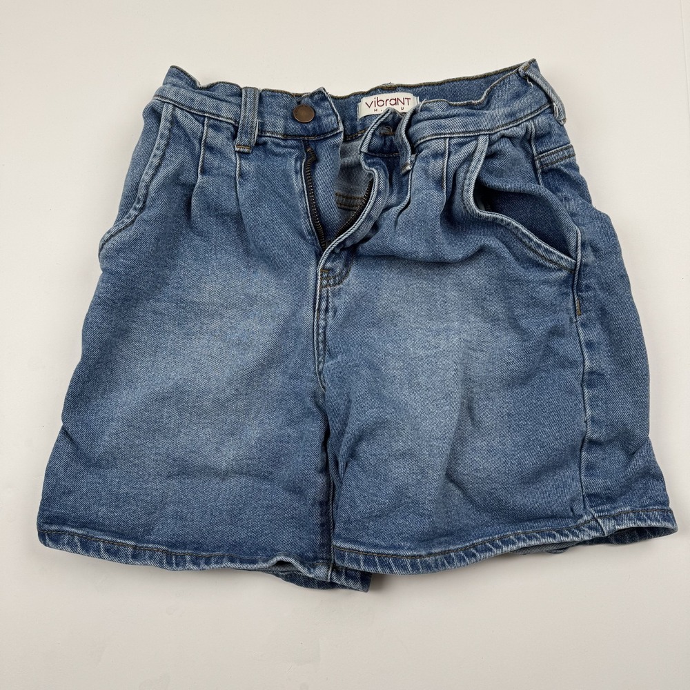Vibrant M.I.U Shorts Womens Small Blue Denim High Rise Pleated Jean 90s Style